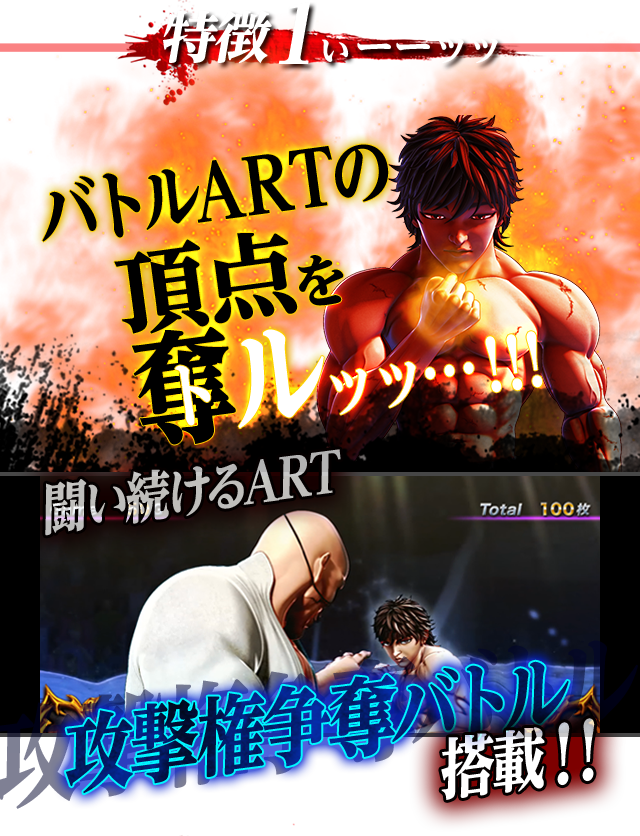 特徴1 バトルARTの頂点を奪(ト)ルｯｯ･･･!!!戦い続けるART「攻撃権争奪バトル」搭載!!