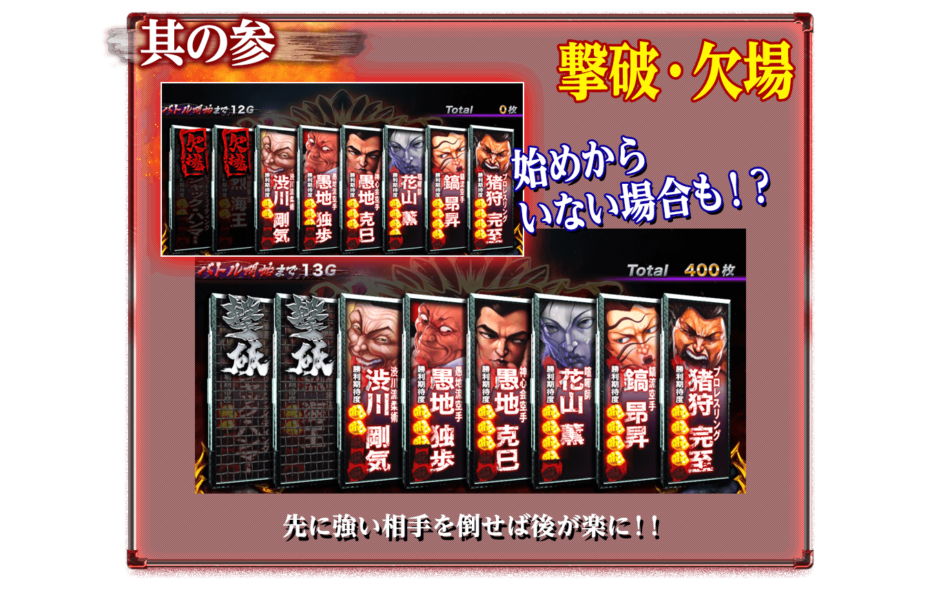 其の参　撃破・欠場!先に強い相手を倒せば後が楽に!!